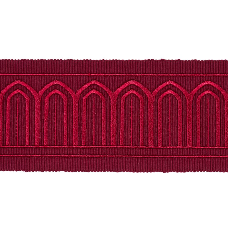 Schumacher Fabric Trim 70769 Arches Embroidered Tape Medium Red