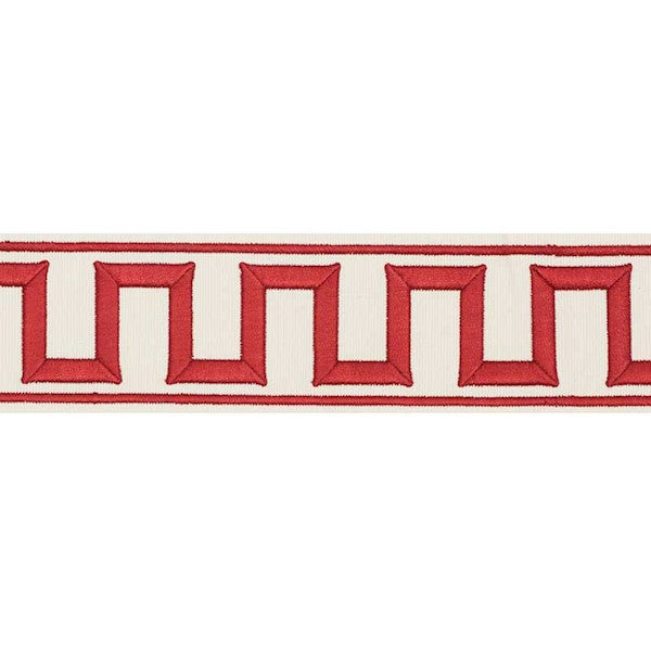 Schumacher Fabric Trim 70794 Greek Key Embroidered Tape Red