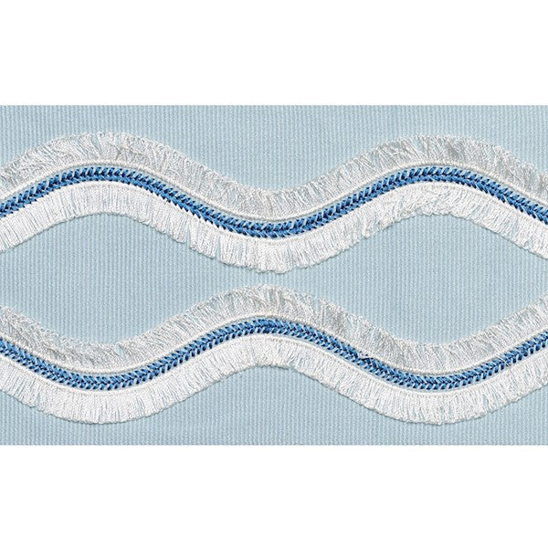 Schumacher Fabric Trim 74332 Ogee Embroidered Tape Sky