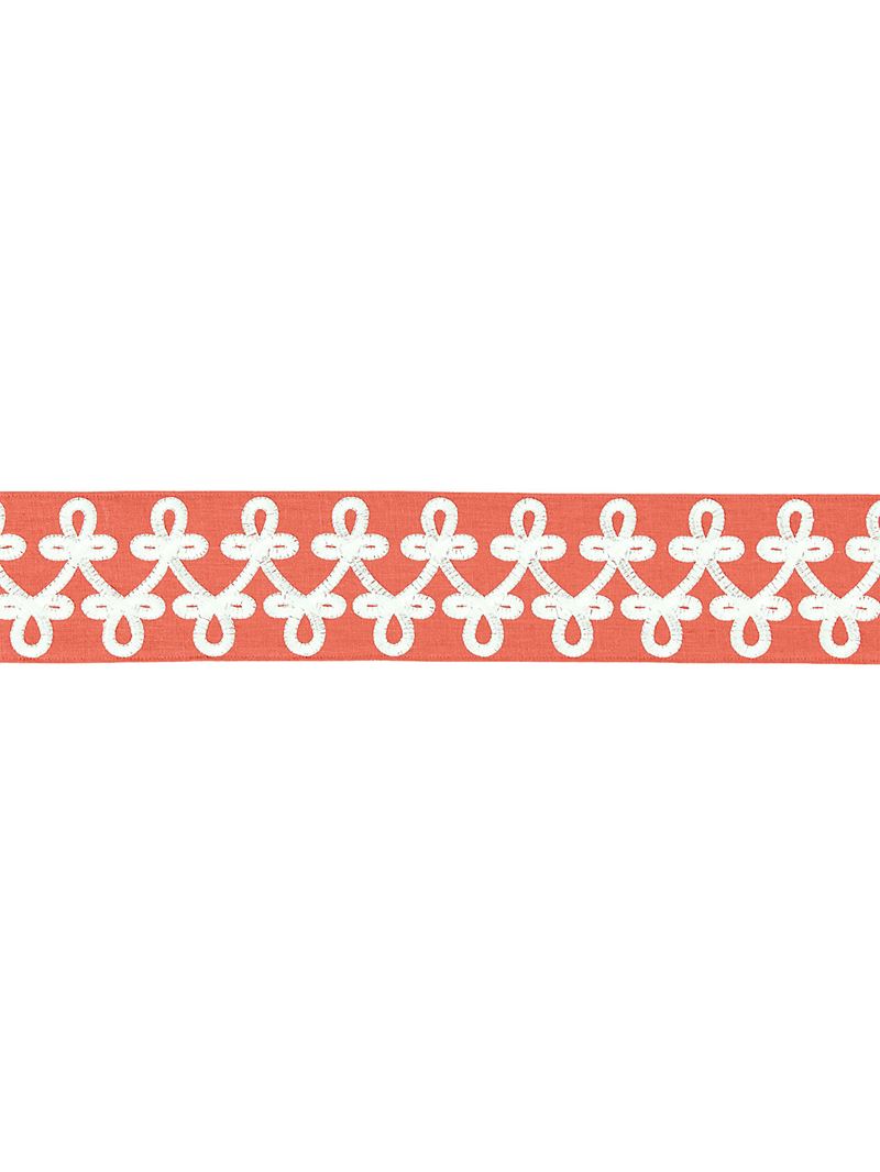 Scalamandre Fabric SC 0003T3321 Empress Embroidered Tape Coral