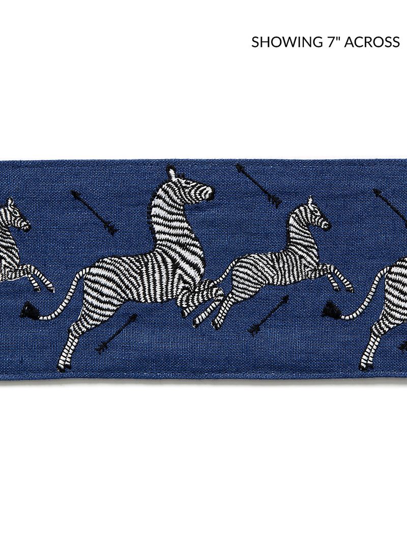 Scalamandre Fabric SC 0005T3332 Zebras Embroidered Tape Denim
