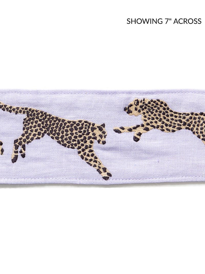 Scalamandre Fabric SC 0007T3331 Leaping Cheetah Embrdry Tape Lilac